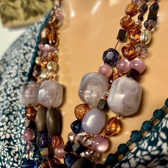 Vintage❤️Coldwater Creek 3-Strand Agate Necklace - Picture 1 of 6